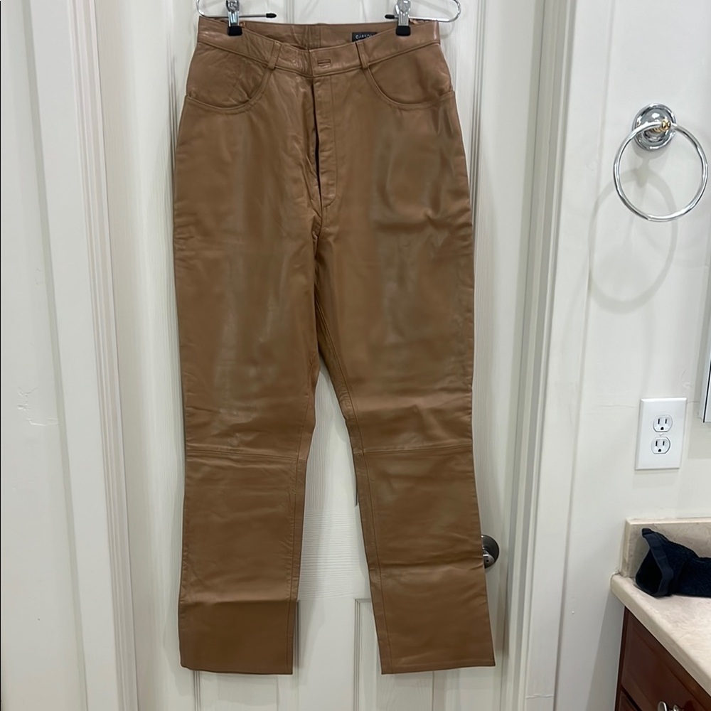Womens Tan Leather Pants